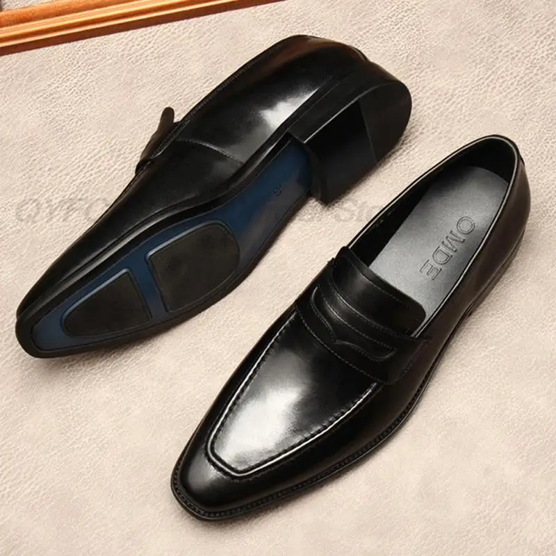 

Casual Oxford Shoes For Men Genuine Leather Suit Slip On Business Wedding Shoe Square Head Formal Italian Dress Shoe Lofers