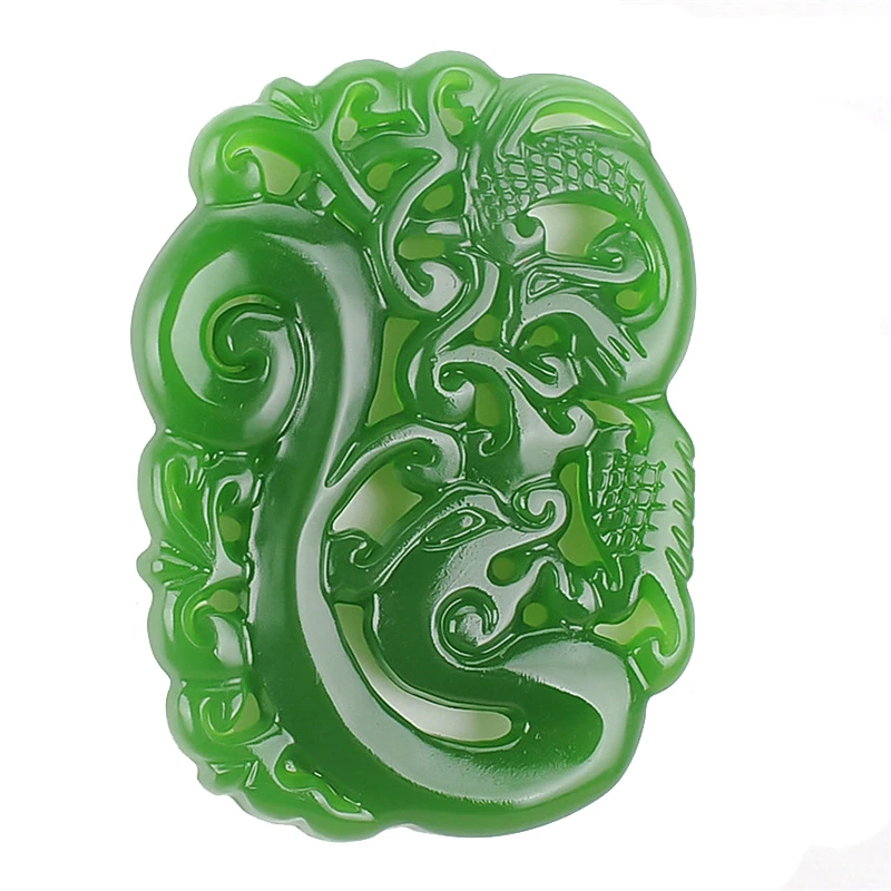 Мужская и женская подвеска KYSZDL колье с натуральным зеленым камнем в форме