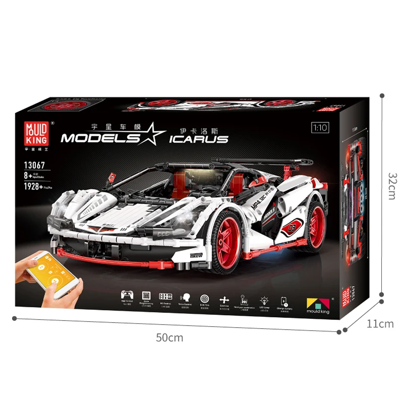 13067 1928 шт. техника серии MOC 3918 McLaren P1 супер гиперкар Led RC приложение Veneno модель