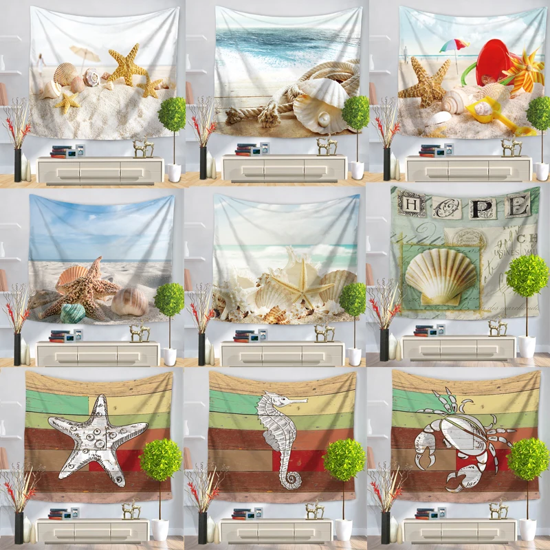 Морская звезда ракушки настенный гобелен морской принт для дома декоративная