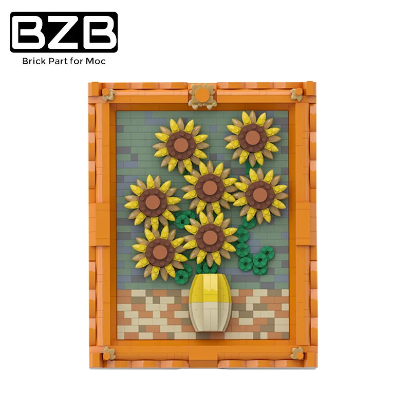 

BZB MOC Art Pixel Frame Display Sunflower Art Model Building Bricks Education Art Children Birthday Gifts DIY Toy Gifts
