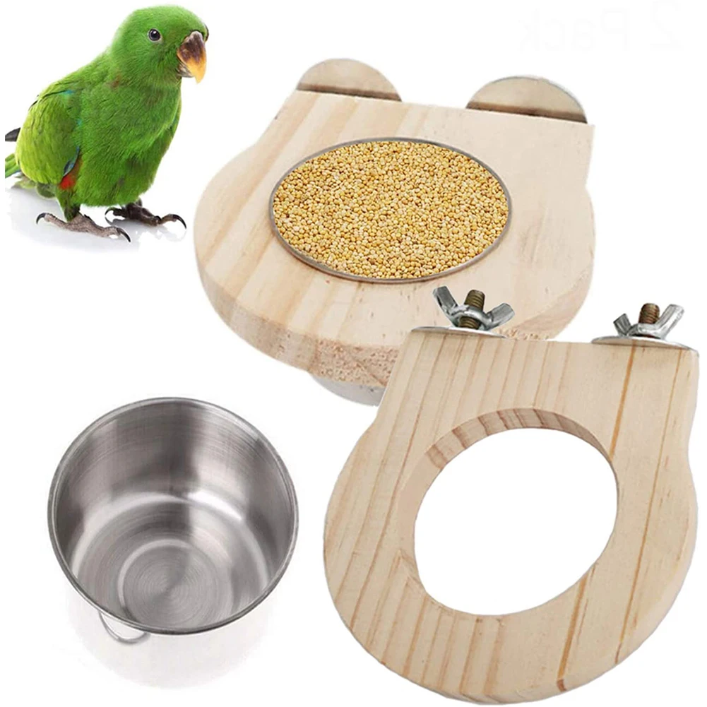 

Bird Feeding Bowl Parrot Dish Cups Cage Hanging Bowl with Clamp Holder for Birds Parrot Parakeet Cockatiels Finches