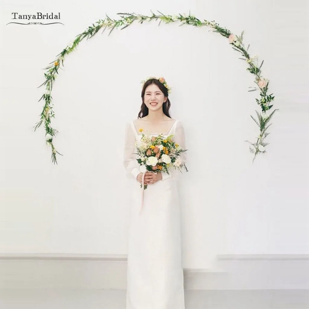 Простые Свадебные платья 2021 платье невесты с квадратным вырезом и длинными