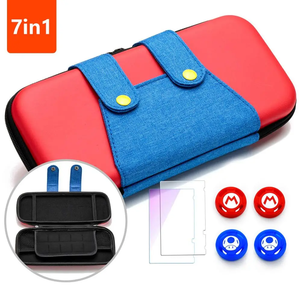 7 в 1 роскошный защитный жесткий чехол Nintendo Switch с закаленным стеклом сумка для