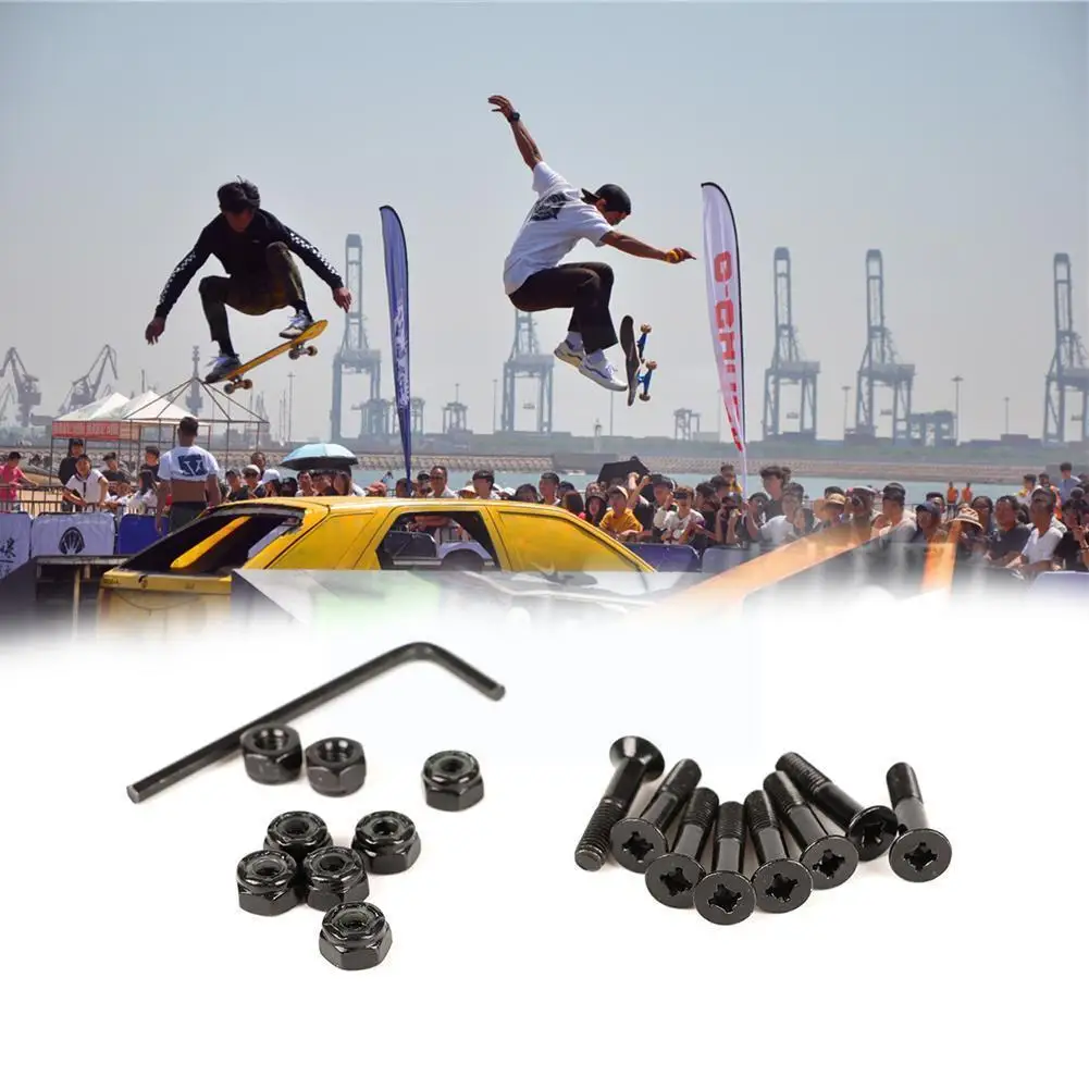 

1 компл. Винты для скейтборда грузовиков Hardwares болты Защита от ржавчины мост прочные Углеродные гвозди гайки аксессуары сталь X8G5