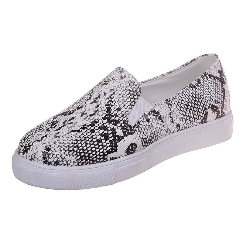 Женские кроссовки со змеиным принтом на плоской подошве|Обувь для ходьбы| |