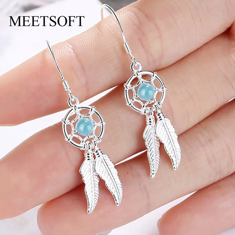 Женские серьги-подвески MEETSOFT посеребренные антиаллергические серьги в виде