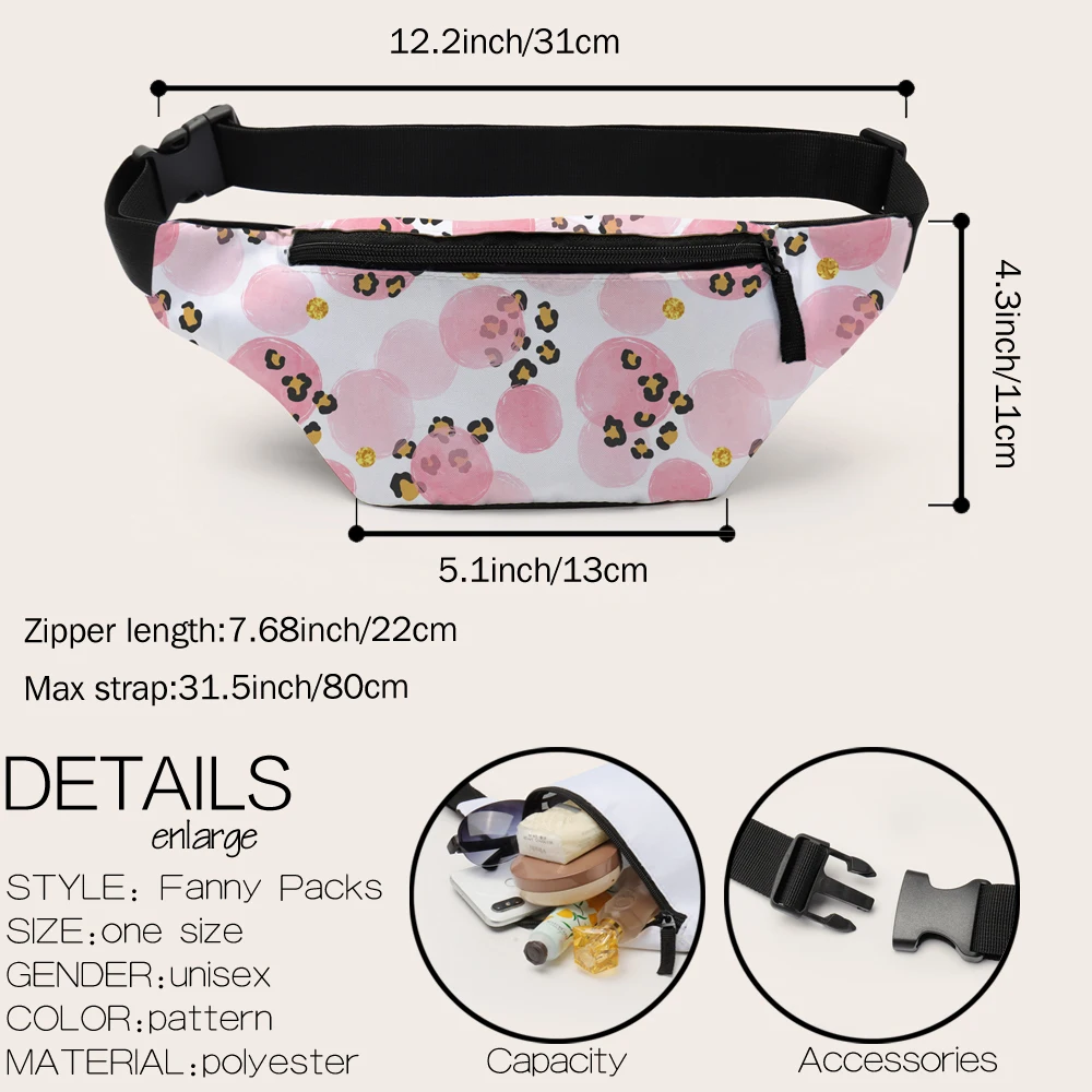 Розовая леопардовая поясная сумка Deanfun сумочка на молнии дорожная бананка