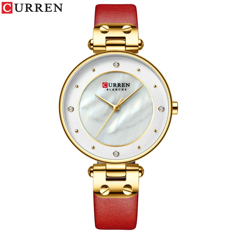 L gold white CURREN часы женские роскошные брендовые для женщин нарядные кварцевые наручные часы кожаные водонепроницаемые женские часы девушка часы Relogio Feminino - Цвет: L gold white