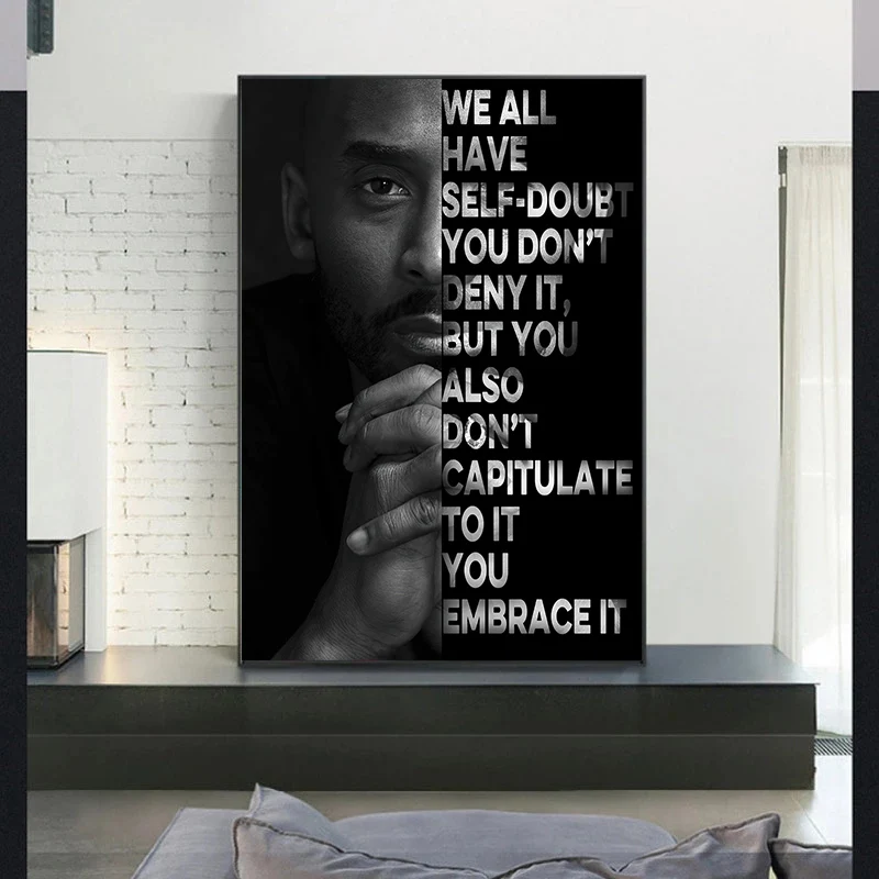 

Basketball Star Classic Inspirational Quotes Canvas Painting Black White Posters and Prints Wall Art Pictures for Home Decor