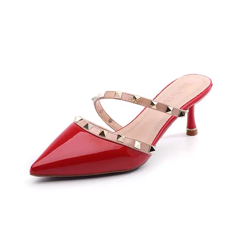 Женские остроносые шлепанцы новинка весны и лета 2020 босоножки на высоком тонком