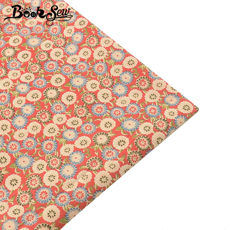 Тканевая ткань Booksew из 100% хлопка и поплина стежка с цветочным принтом для платья