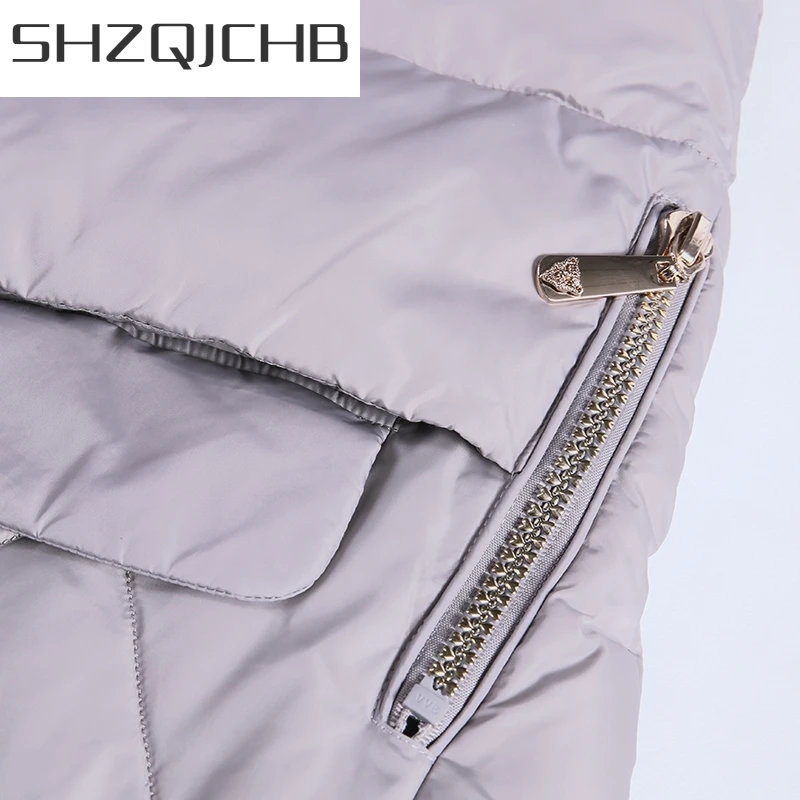 

JCGB 2021 Winter Down Jacket Women Korean Long Down Coat Female Slim Thick Warm Clothes Jacekt + Fur Hooded Coats Ladies LW1089