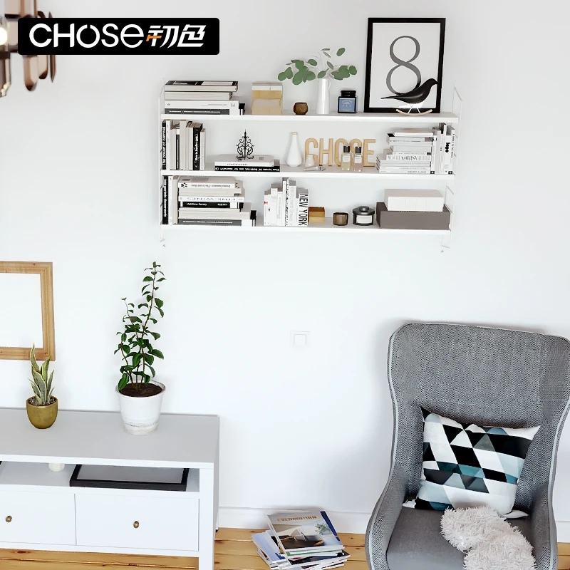 Nordic string wall hanging racks wrought iron multi-layer bookshelf living room TV decoration free combination | Дом и сад