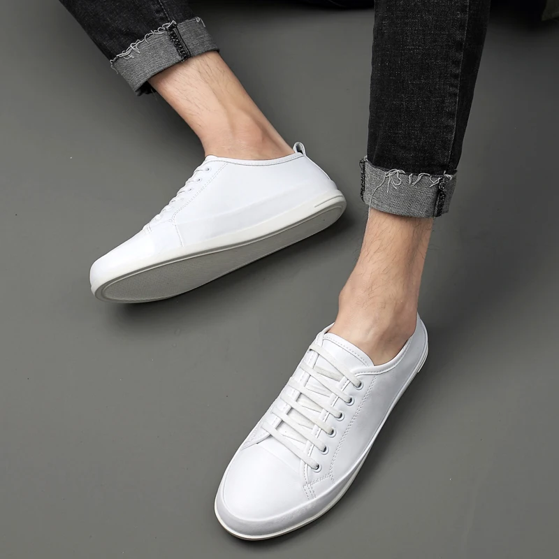 

Men white Sneakers Man Casual Shoes outdoor Breathable genuine Leather Tenis lace up Mens Sneaker Handsome Walking Shoes