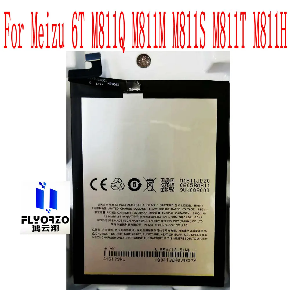 

100% Brand new high quality 3300mAh BA811 Battery For Meizu 6T M811Q M811M M811S M811T M811H Mobile Phone
