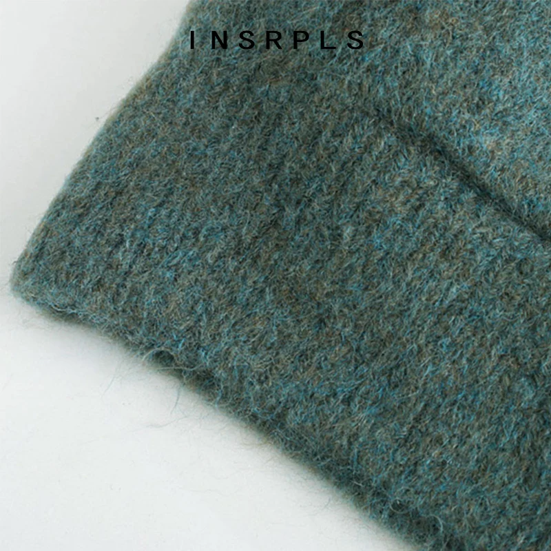 

INSRPLS Women Fashion With Pockets Cropped Knitted Cardigan Sweater Vintage V Neck Long Sleeve Female Outerwear Chic Tops