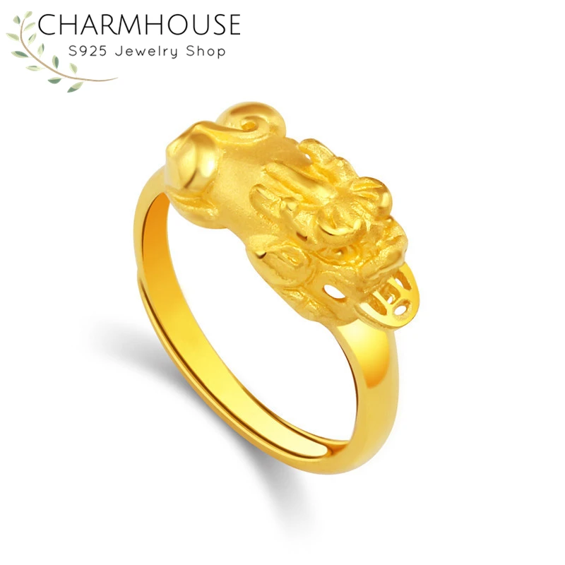 Кольца Charmhouse из чистого золота для женщин обручальное кольцо желтого GP Brave Army
