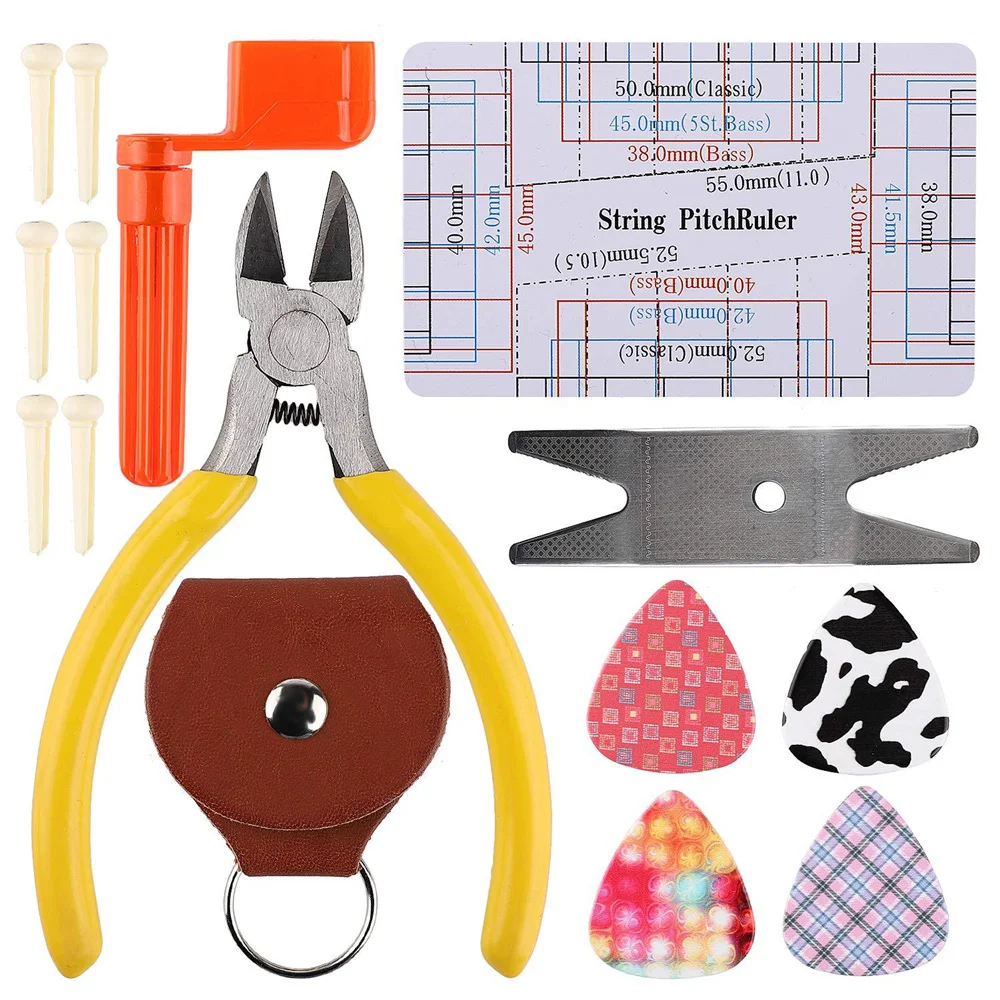 

26Pcs Guitar Repairing Maintenance Tool Kit String Organizer String Action Ruler Measuring Tools Hex Wrench Set Guitar Accessory