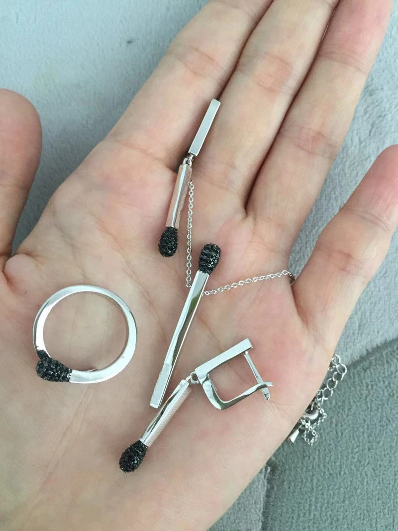 Женский комплект ювелирных изделий в виде палочек серьги гвоздики с