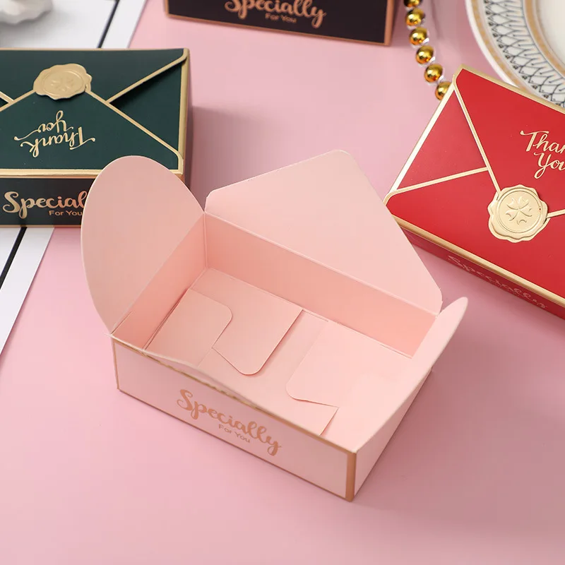 

Wedding 10/20/50pcs Simple Creative Bronzing Gift Box Packaging Envelope Shape Candy Bag Birthday Party Cosmetic Packaging Box