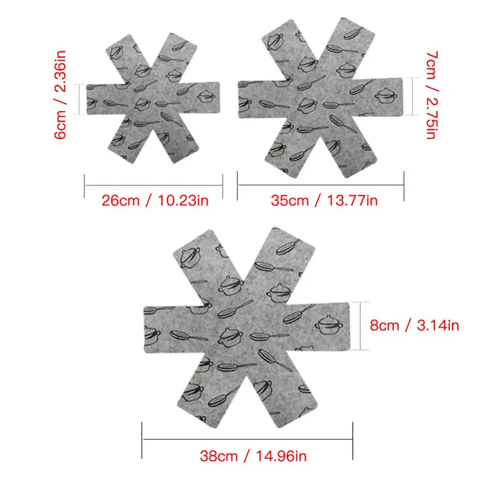 

12pcs/set Pot & Pan Protectors Gray Print Premium Divider Pads to Prevent Scratching Separate and Protect Surfaces for Cookware