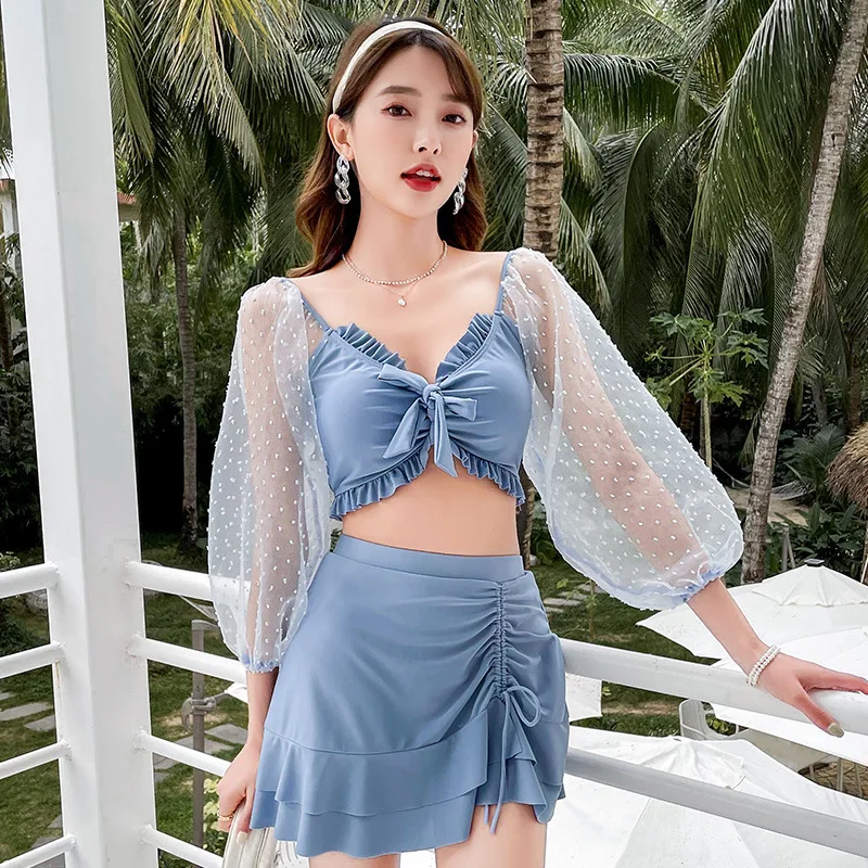 Новинка 2021 корейский пикантный комплект бикини купальник женское однотонный