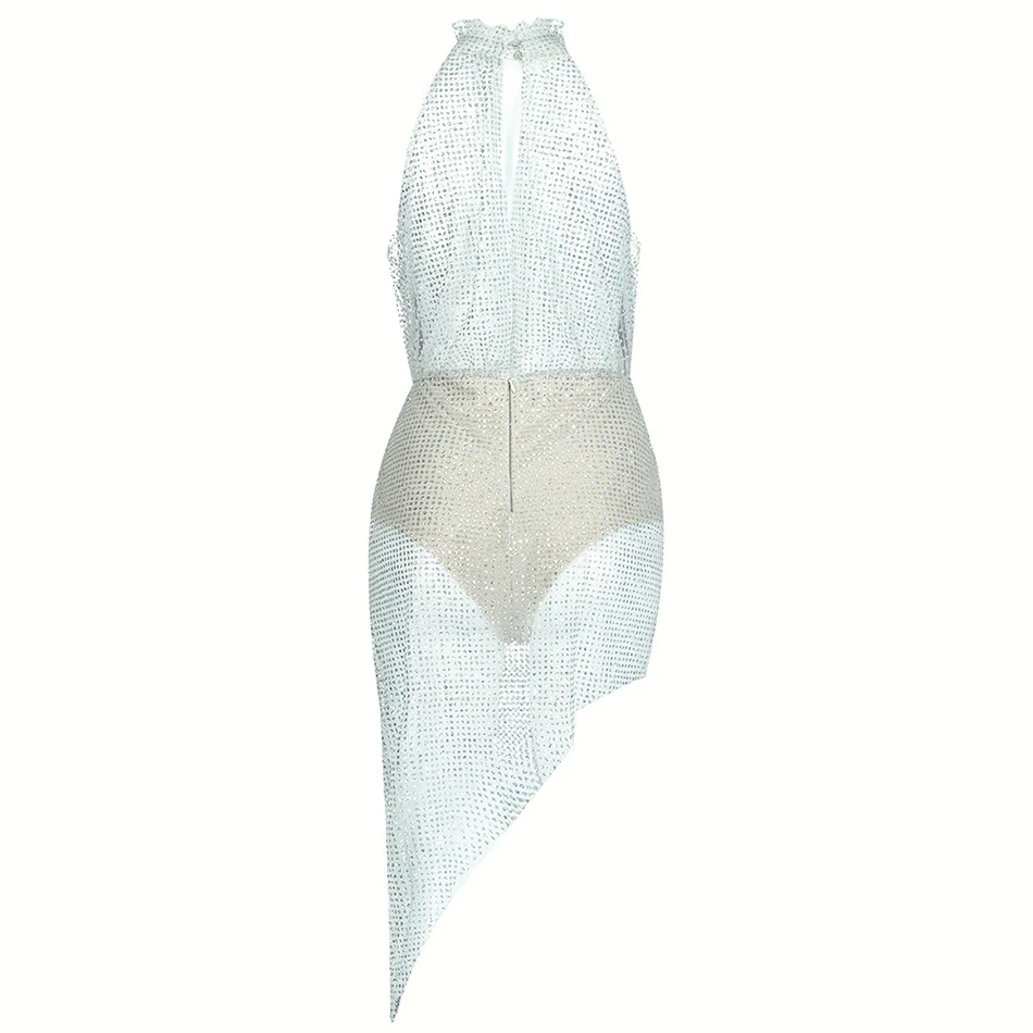 

2021 Summer New Women'S Sexy Elegant Apricot Mesh Turtleneck Strapless Backless Dress Bodycon Celebrity Club Party Dress Vestido