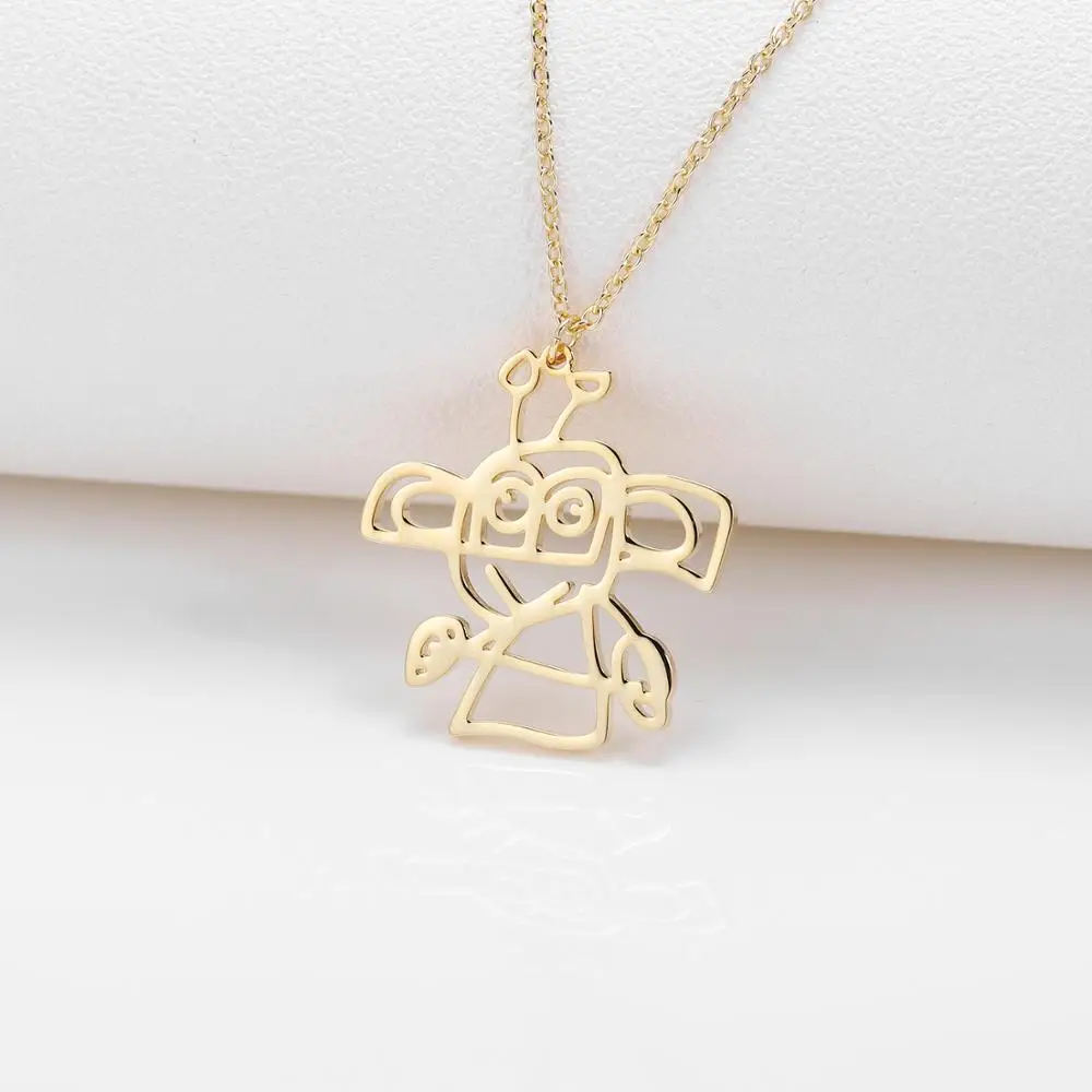 Custom DIY Children Drawing Necklace Kids Art Child Artwork Personalized Graffiti Necklaces Custom Your Design Name Logo Jewelry