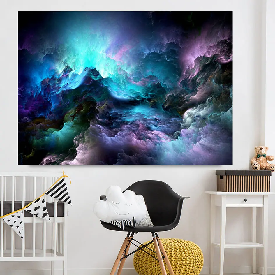 Большой размер Холст плакат искусство печать облако абстрактный красочный