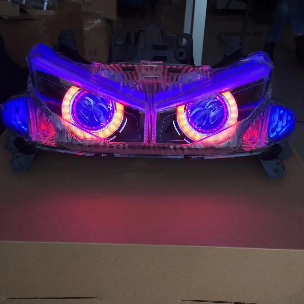Модифицированный мотоцикл aerox155 nvx155 налобный фонарь Передняя HID лампа светильник со светодиодной бровей для yamaha NVX NVX155 DGR155 L155