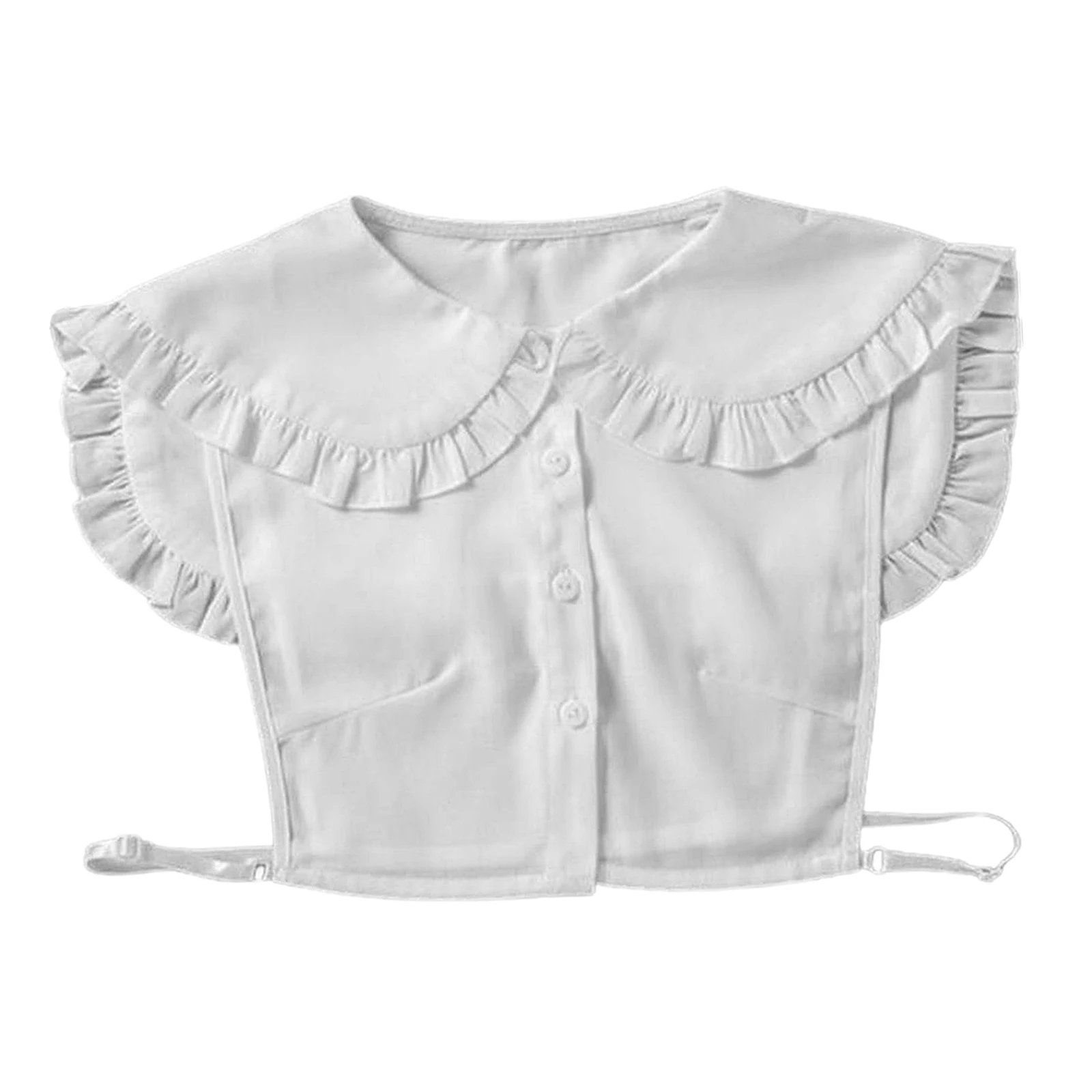 

Detachable Doll Collar Chiffon Peter Pan Collar False Faux Collar Lace Trim Half Shirt Blouse Adjustable and Detachable - White
