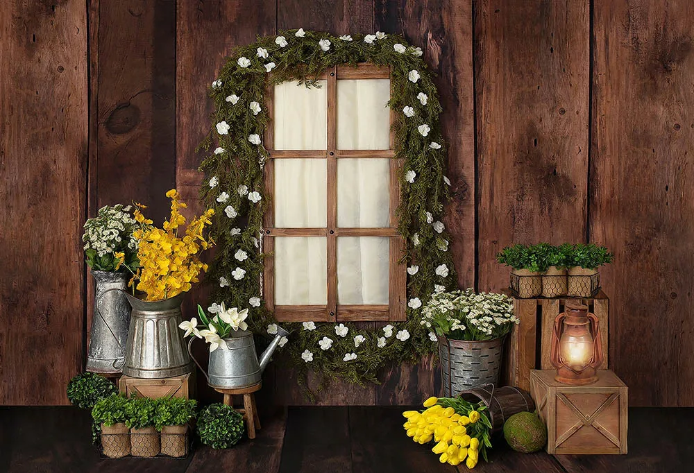 

Mehofond Spring Autumn Photography Background Green Plant Flower Vintage Wooden Wall Decorate Photocall Photophone Photo Studio