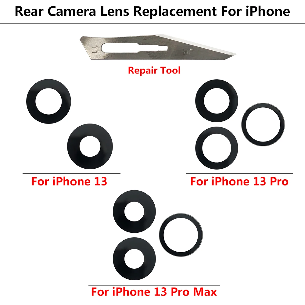 For Iphone 13 Back Rear Camera Glass Lens Replacement with glue Adhesive and Repair Tool 11 12 Pro Max | Мобильные телефоны и