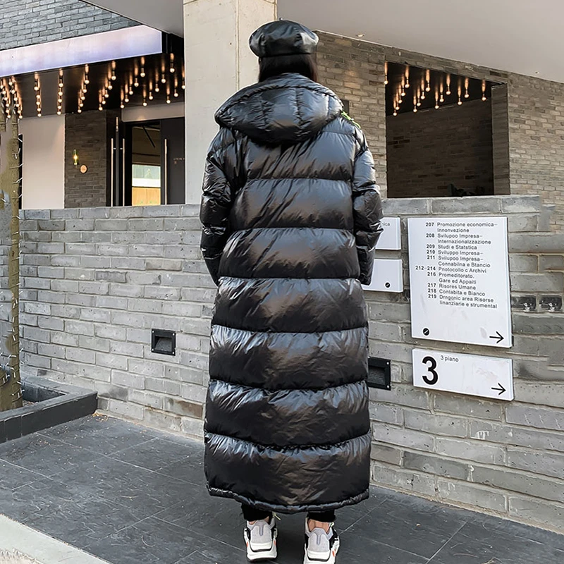 2021 зимняя женская куртка X-длинное хлопковое пальто с капюшоном Женское зимнее