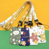 fashion lanyards id badge card holder with string bus pass case cover slip bank credit card holder strap office supplies