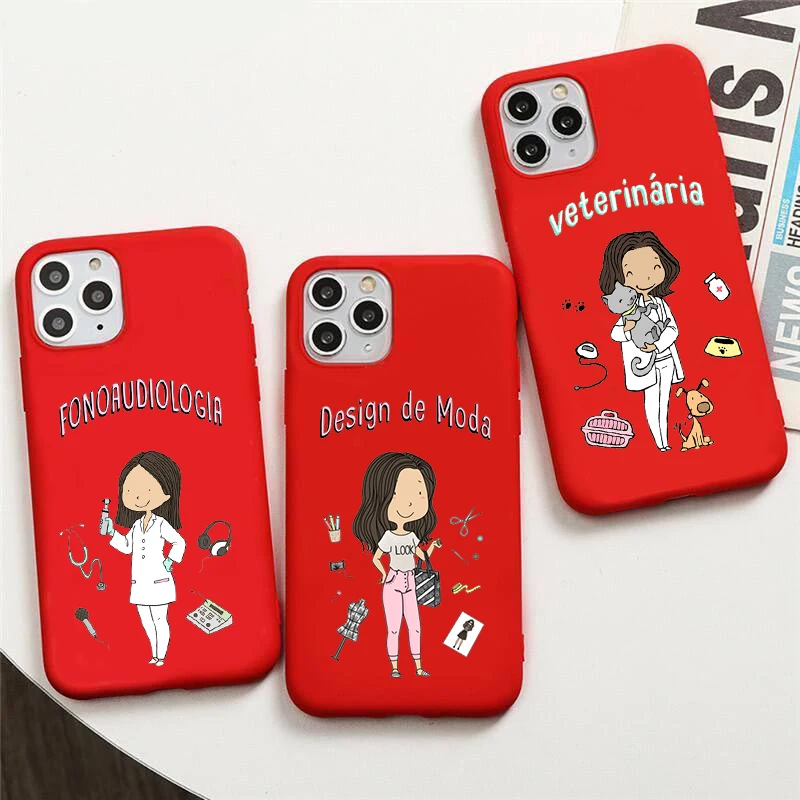 

Social services psychology Doctors Nurse medicina TPU Candy red Phone Cover For iPhone 11 12 13Pro XS Max X XR 6S 7 8Plus 13Mini