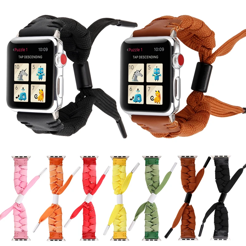 Новый дизайн Женский тканый браслет для девочек ремешок Apple Watch 42 мм 38 44 40 сменный