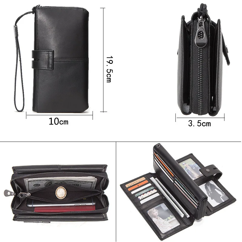 100% Натуральная воловья кожа мужской клатч кошелек брендовый держатель для карт