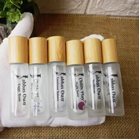 10 ml eco bamboo lid cap roll on bottle glass roll on bottles portable essential oil bottle with stainless steel roller ball