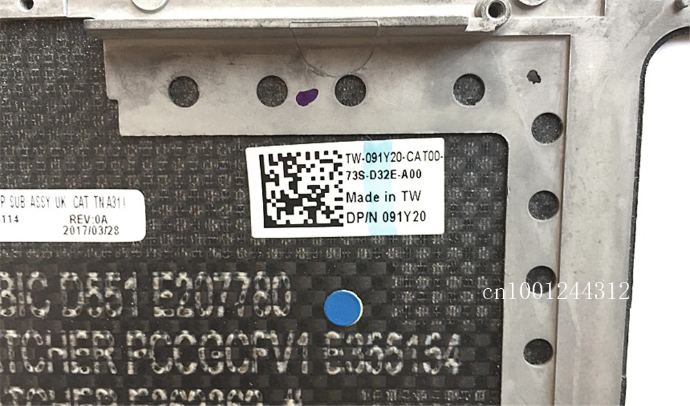 95New для Dell XPS 15 9560 Великобритания упор рук верхний чехол клавиатура ободок 091Y20