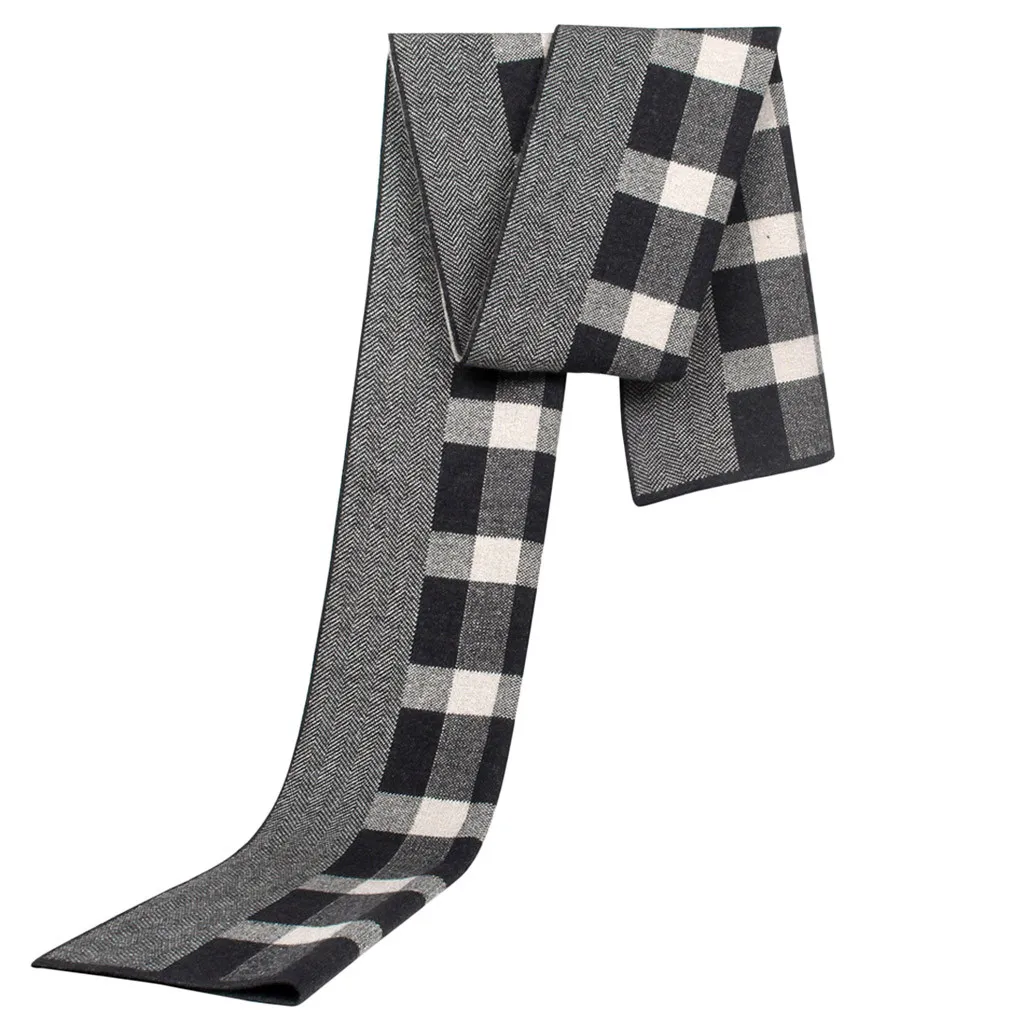 Мужские осенне-зимние шарфы с узором гусиная лапка вязаные клетчатый шарф для