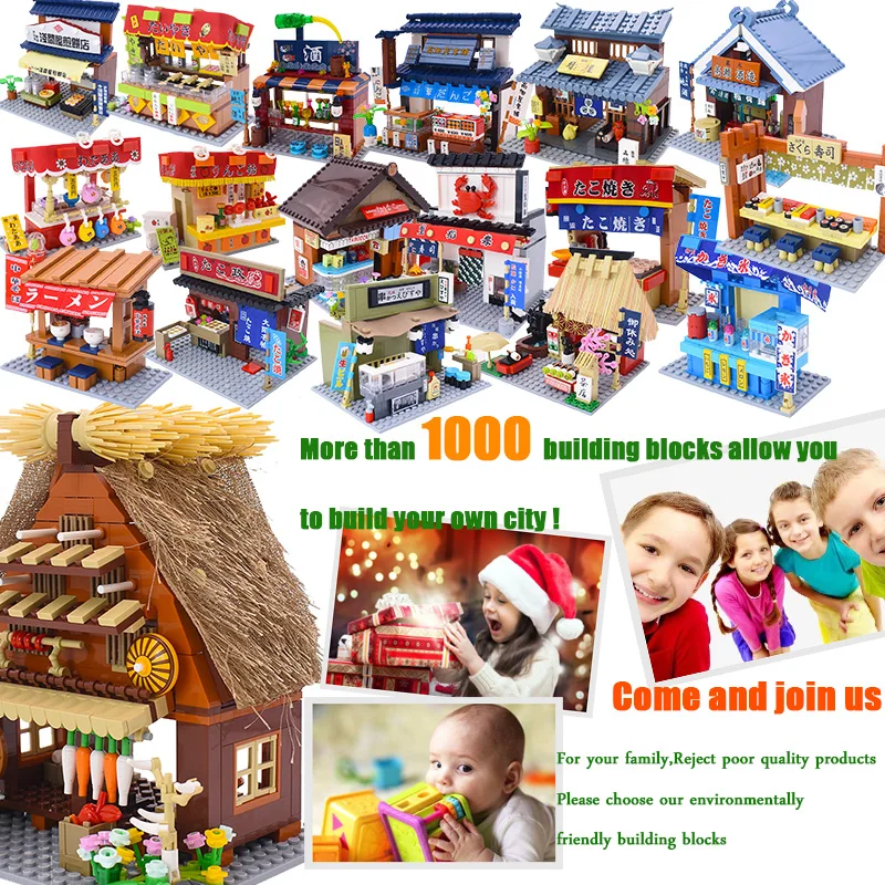 

23 Styles Building Blocks Toys City Architecture Food Shop Retail Store Bricks Street View Restaurant House Set Model Toy Gifts