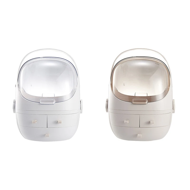 

Clamshell 3 Drawer Dressing Table Rounded Makeup Holder Storage Box For Lipstick Jewelry Cosmetic Organizer