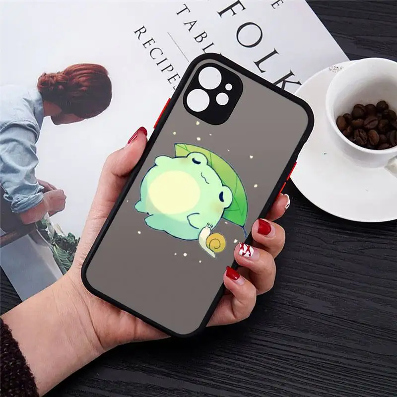 

CARTOON Frog Phone Cases Matte Transparent for iPhone 7 8 11 12 s mini pro X XS XR MAX Plus cover funda