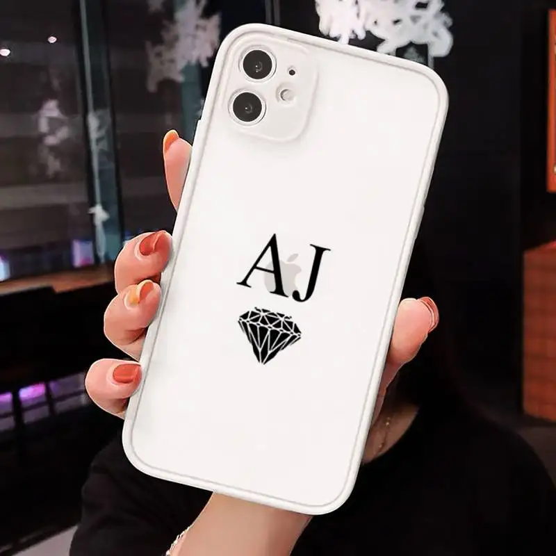 

PERSONALISED INITIALS Name BLACK high quality Phone Cases matte transparent For iphone 7 8 11 12 plus mini x xs xr pro max