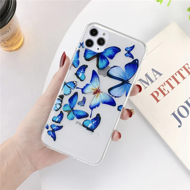 Ультратонкий чехол для iphone 6s 6 7 8 plus 5s 5se 5 силиконовый мягкий с бабочкой 11 pro max xr xs se