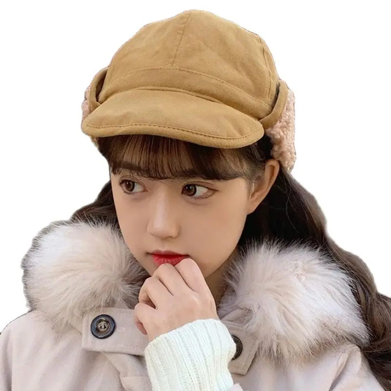 

New Fashion Autumn Winter Hat Women Thick Warm Earflap Cap Female Russian Hat Ladies Solid Plain Riding Snow Ski Russian Cap