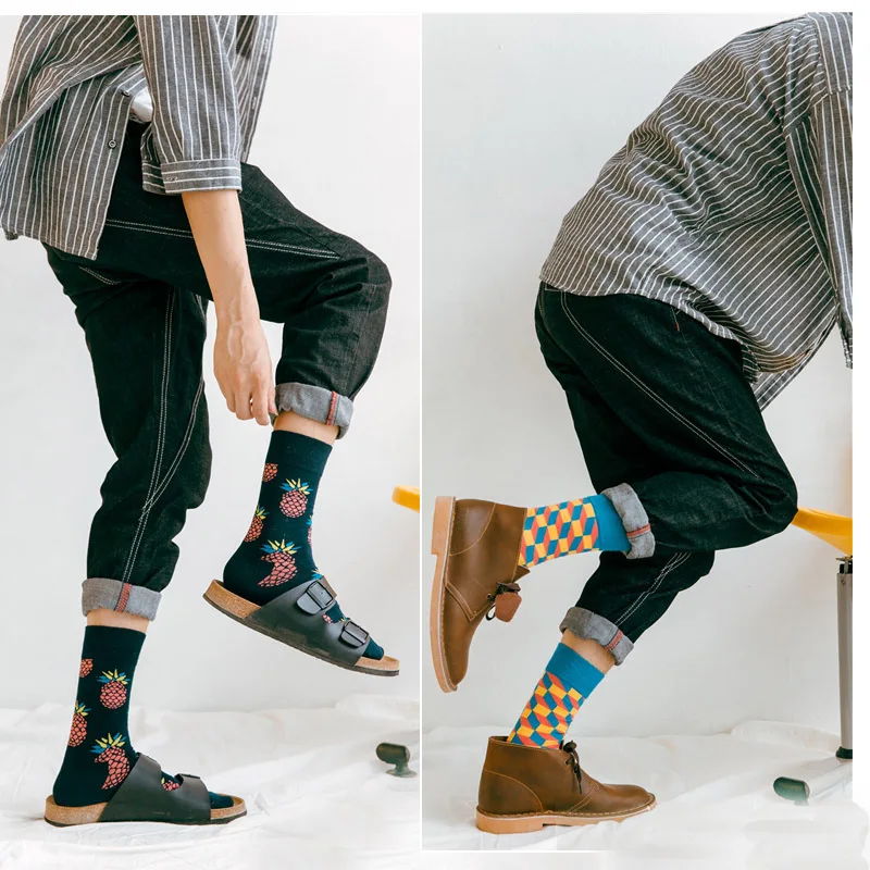 LIONZONE 10Pairs/Lot Funny Socks Men Calcetines Divertidos Gifts for Colorful Designer Brand Happy Meias Masculino | Мужская одежда