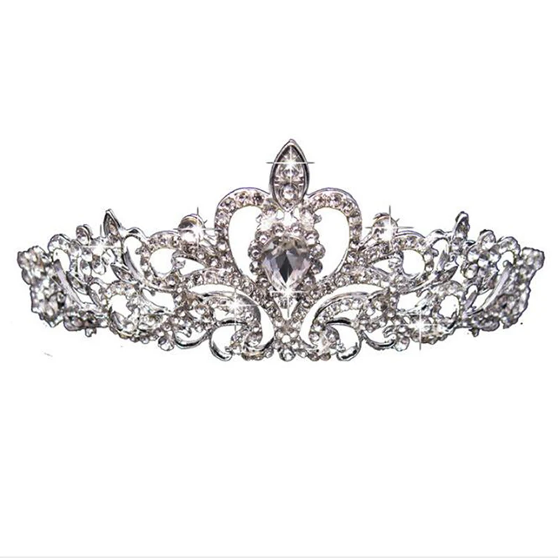 Роскошная свадебная корона в стиле барокко Стразы с бусинами тиары серебряного